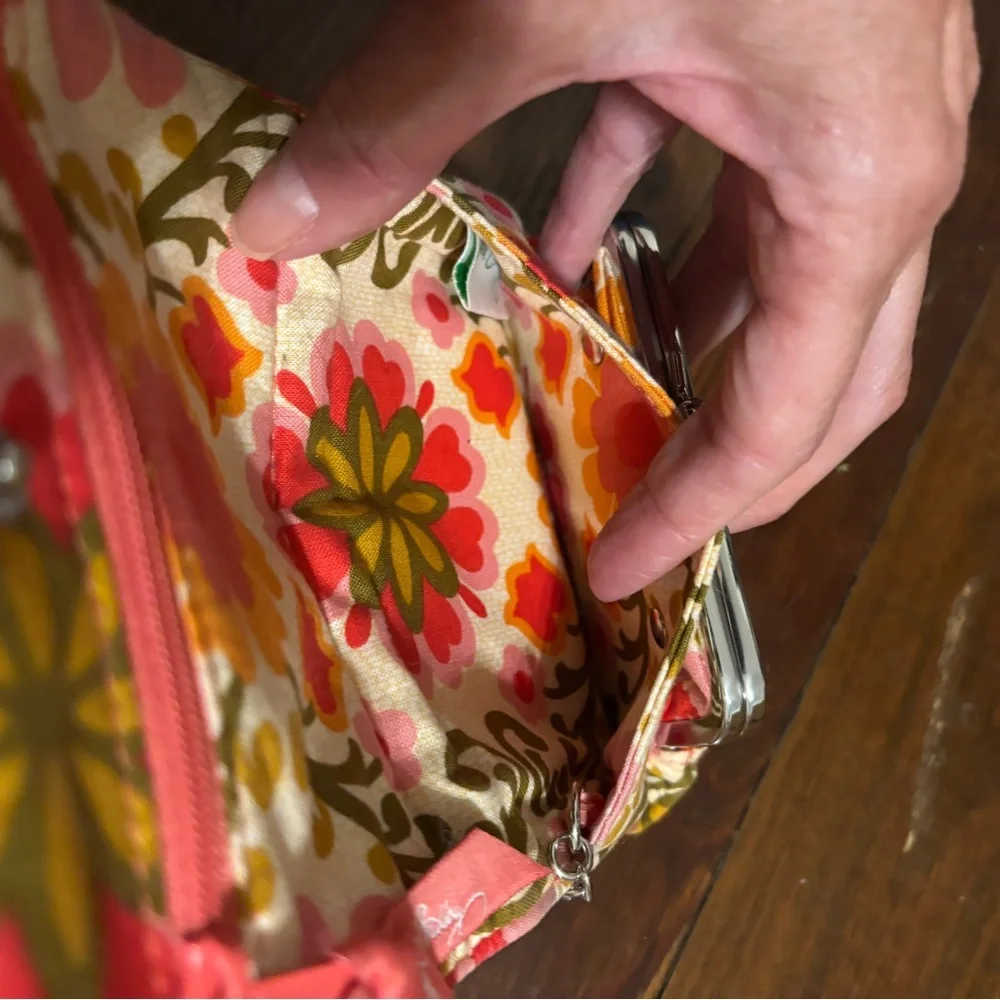 Vera Bradley Floral Quilted Wristlet in Pink, Orange, Yellow, Olive - Picture 4 of 4